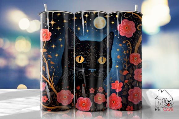 Black Cat and Flower Art Tumbler 6 Review