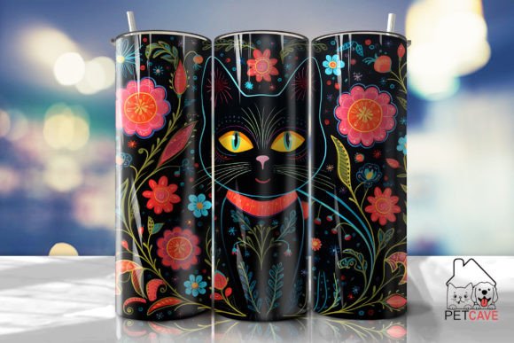 Black Cat and Flower Art Tumbler Design Review