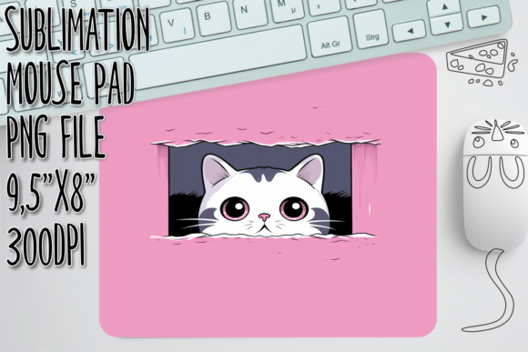 Mischievous Cat Sketches Mouse Pad Design